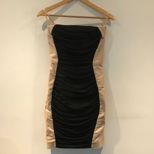 COS body hugging nude & black evening dress - S